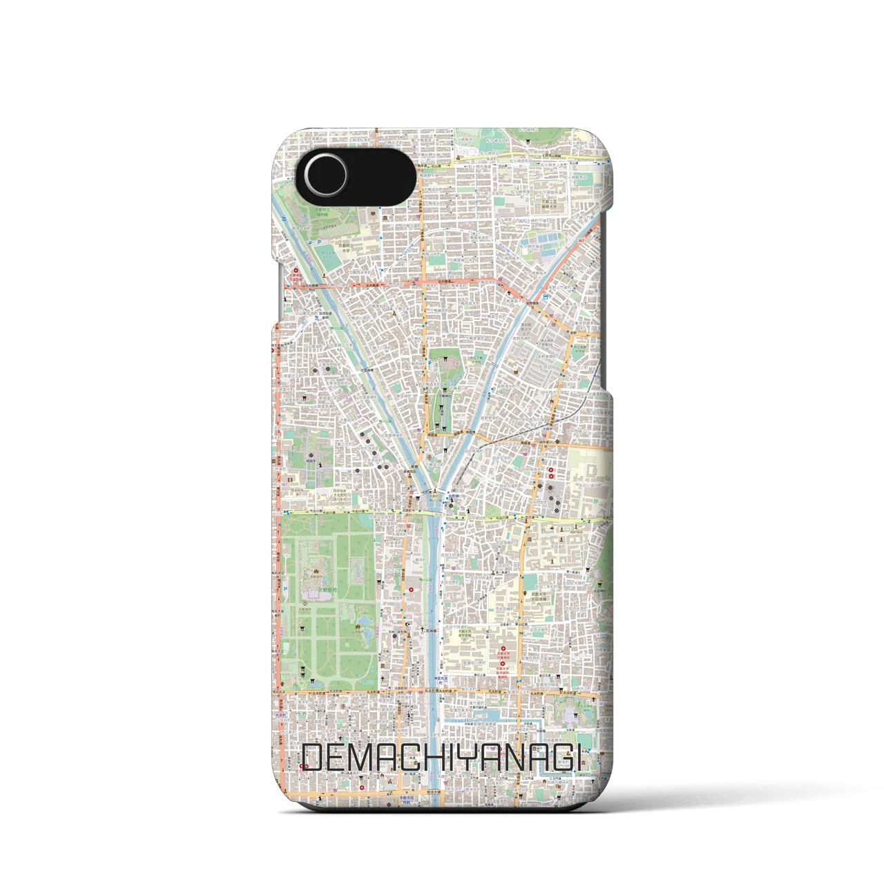 【出町柳】地図柄iPhoneケース（バックカバータイプ・ナチュラル）iPhone SE（第3 / 第2世代） / 8 / 7 / 6s / 6 用