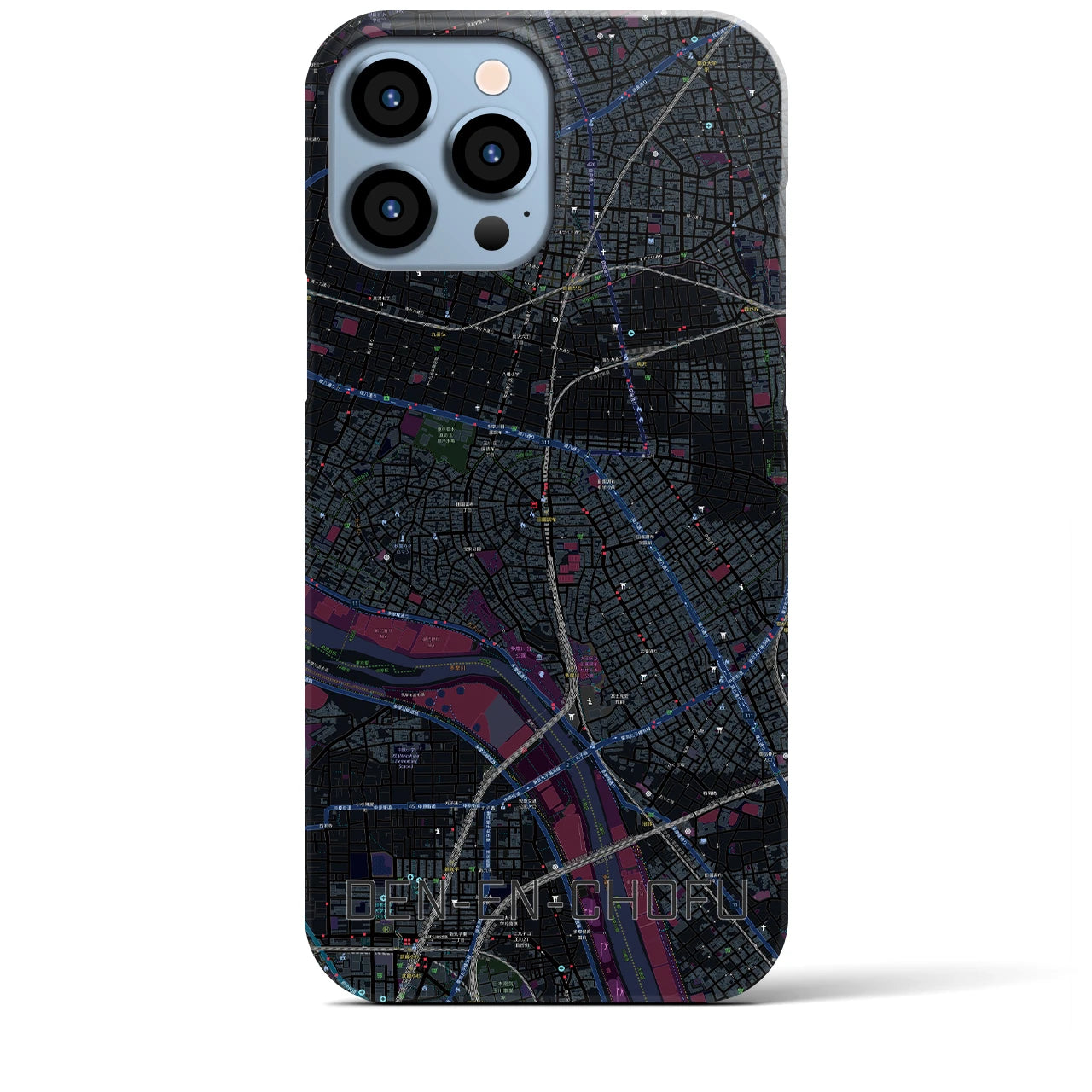 【田園調布】地図柄iPhoneケース（バックカバータイプ・ブラック）iPhone 13 Pro Max 用