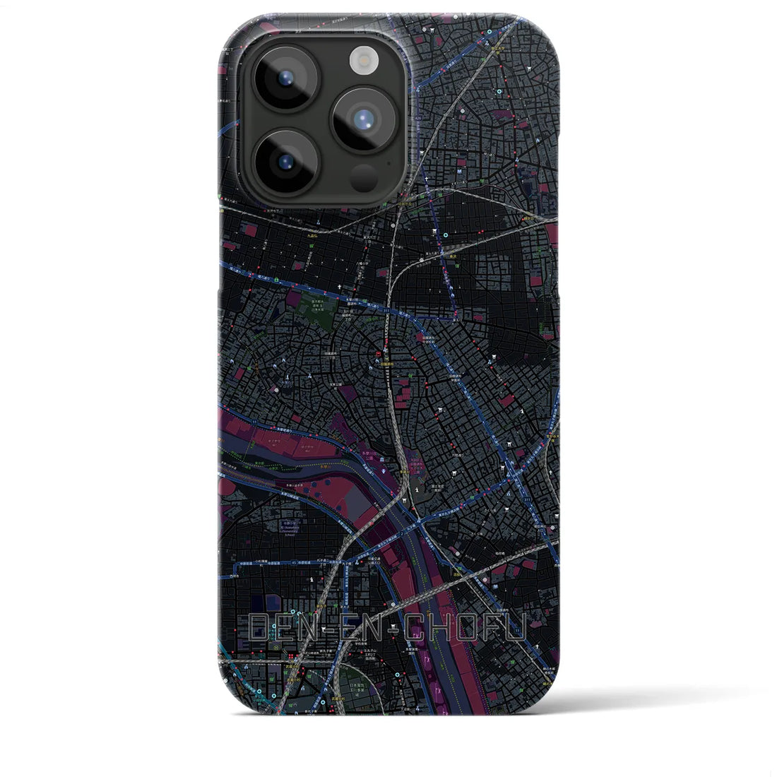 【田園調布】地図柄iPhoneケース（バックカバータイプ・ブラック）iPhone 15 Pro Max 用