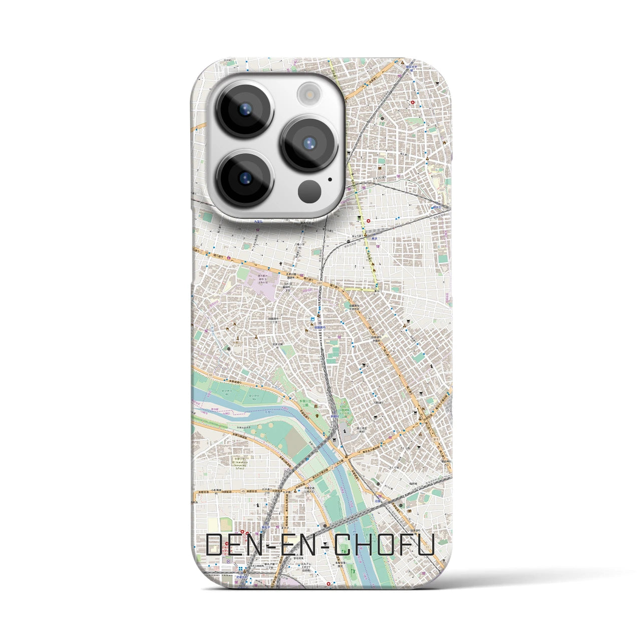 【田園調布】地図柄iPhoneケース（バックカバータイプ・ナチュラル）iPhone 14 Pro 用