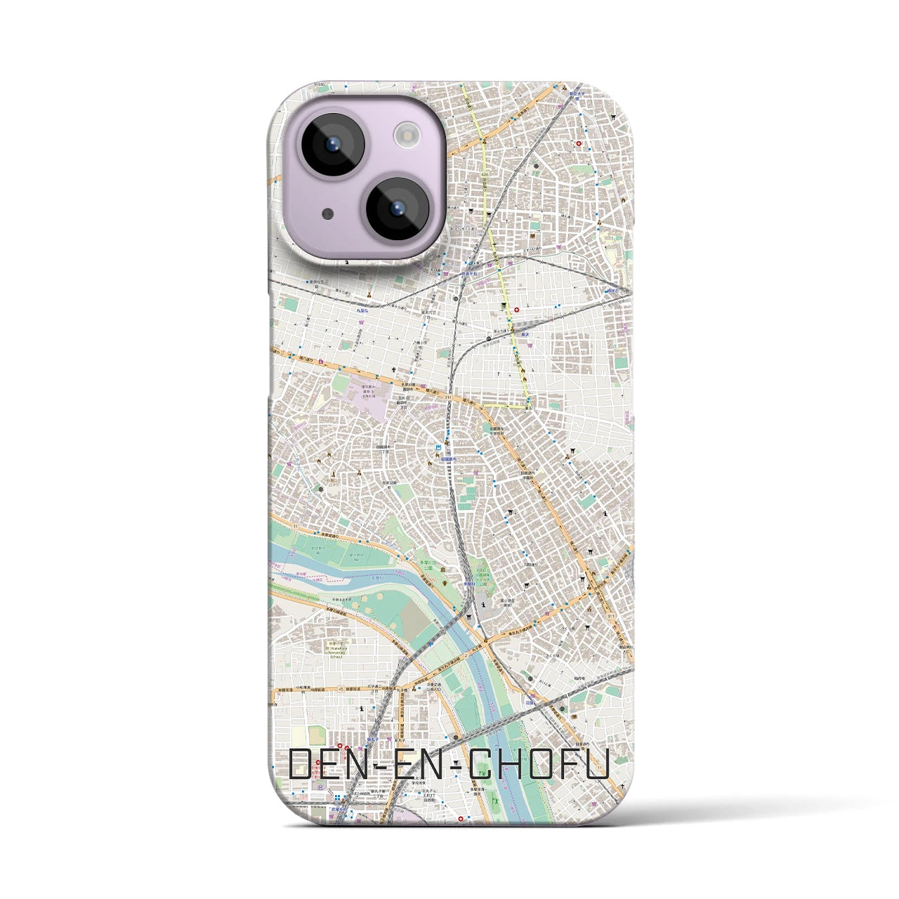 【田園調布】地図柄iPhoneケース（バックカバータイプ・ナチュラル）iPhone 14 用