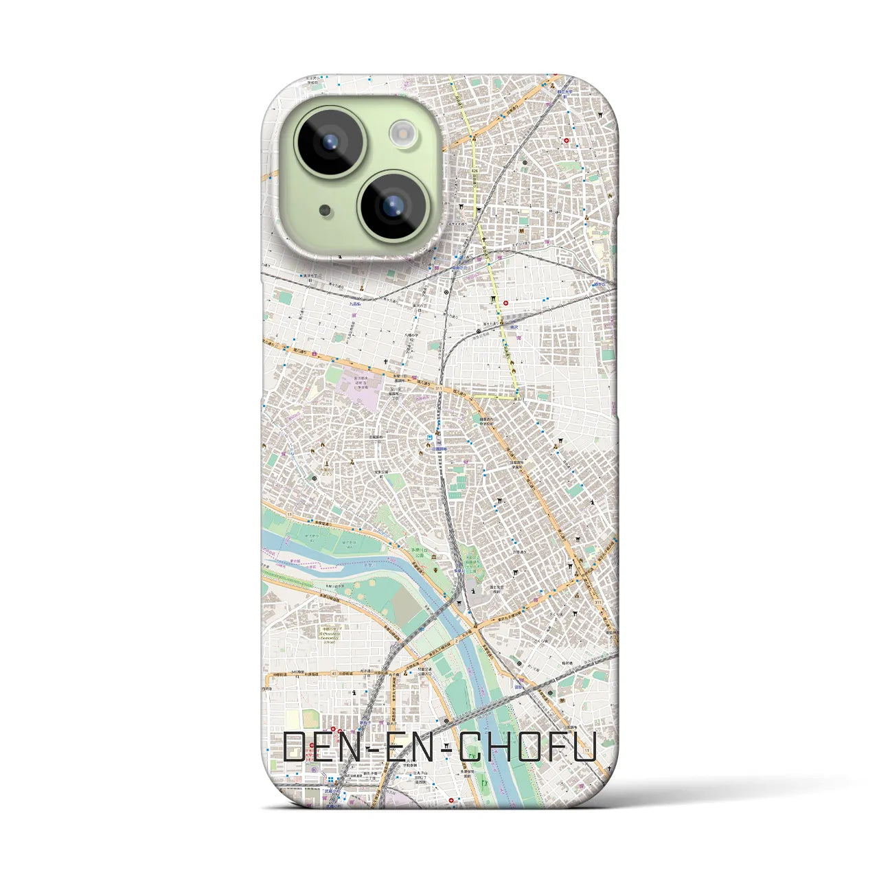 【田園調布】地図柄iPhoneケース（バックカバータイプ・ナチュラル）iPhone 15 用