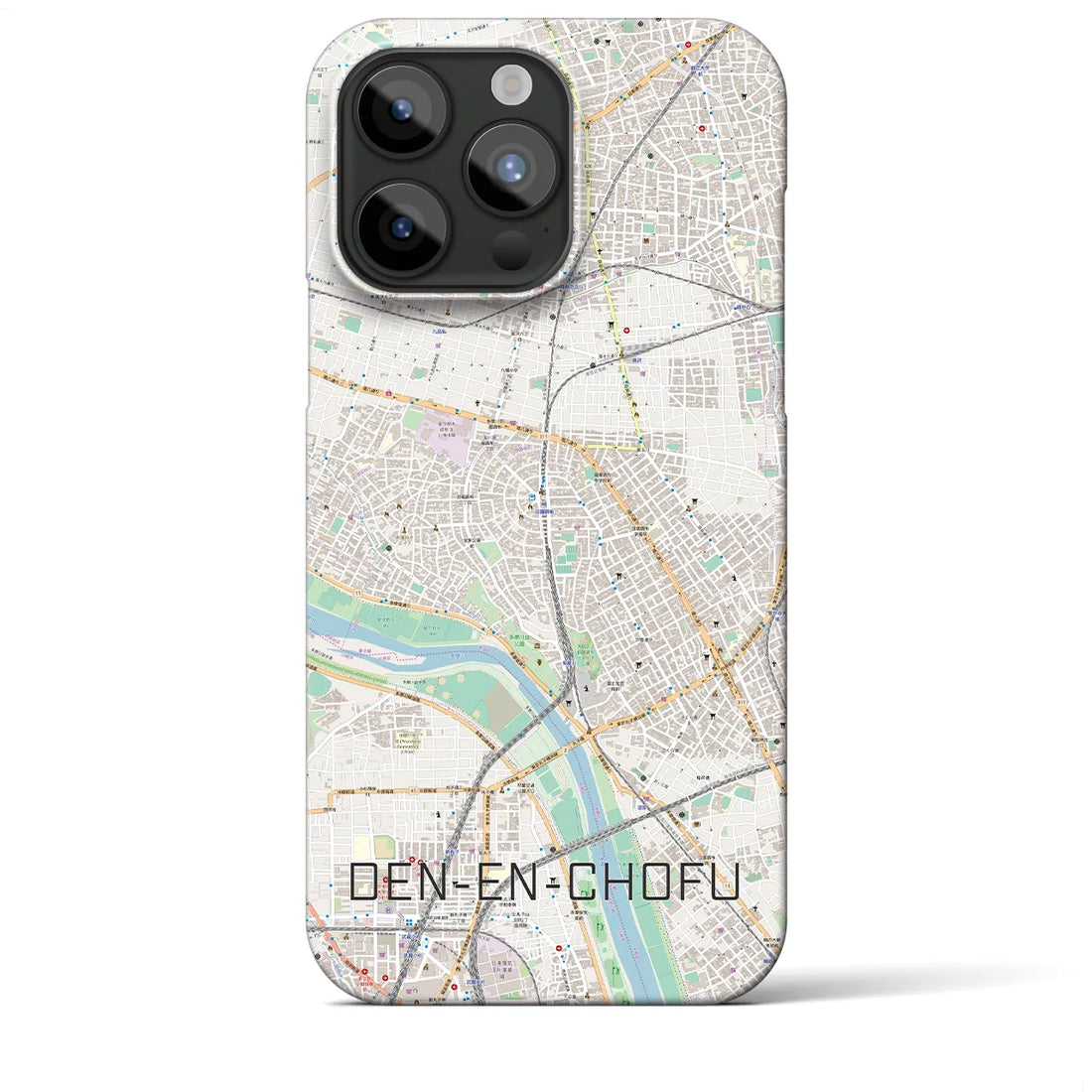 【田園調布】地図柄iPhoneケース（バックカバータイプ・ナチュラル）iPhone 15 Pro Max 用