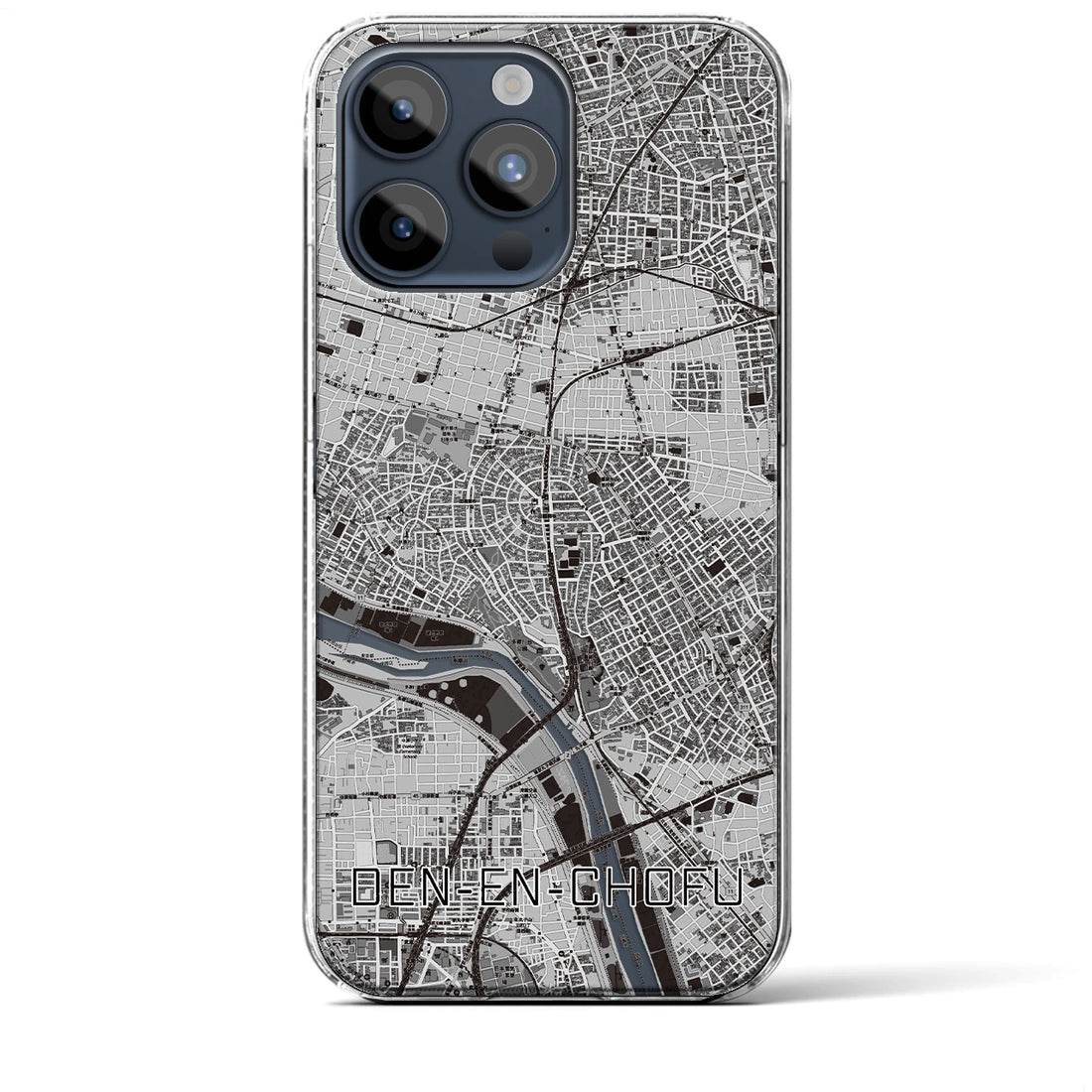 【田園調布】地図柄iPhoneケース（クリアタイプ・モノトーン）iPhone 15 Pro Max 用