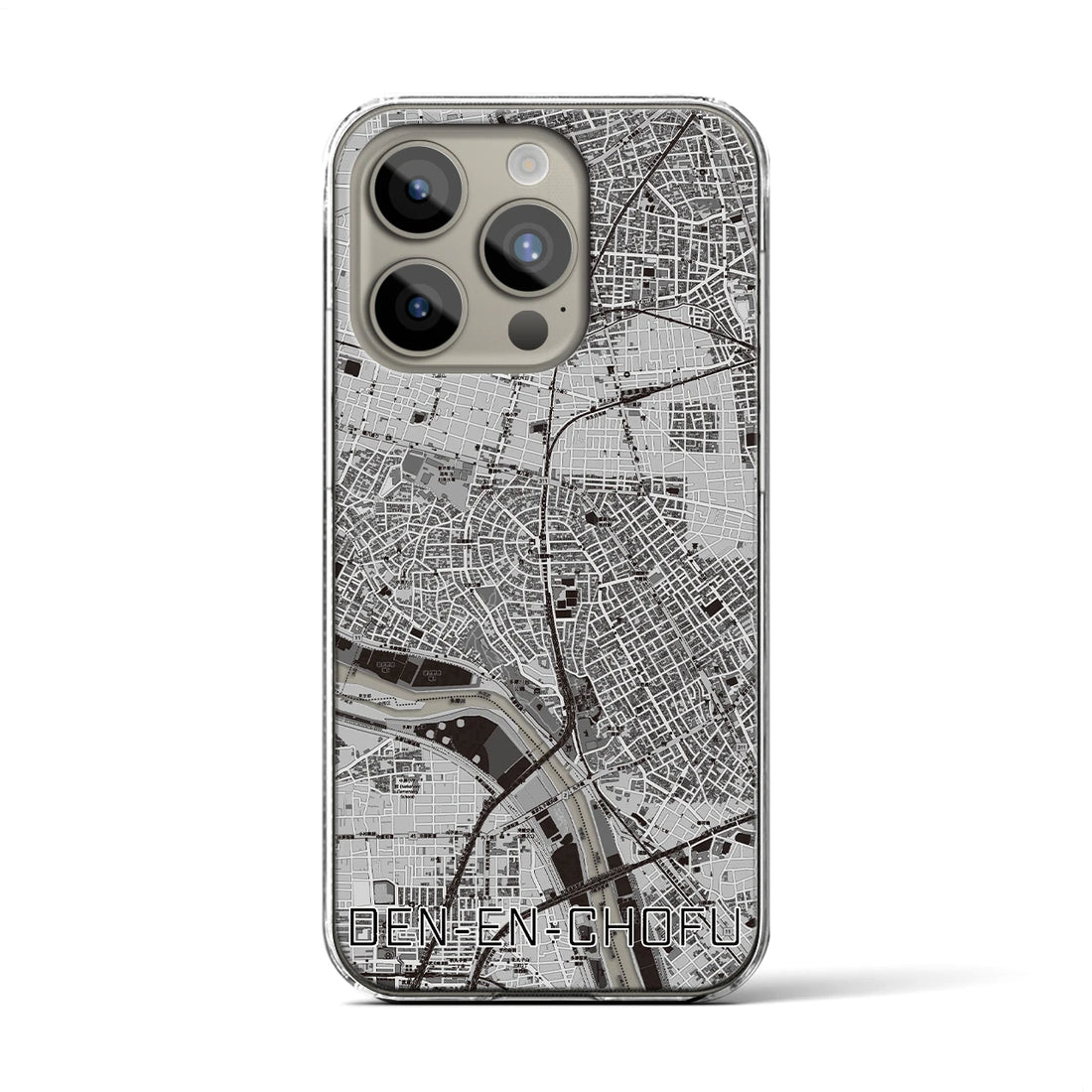 【田園調布】地図柄iPhoneケース（クリアタイプ・モノトーン）iPhone 15 Pro 用