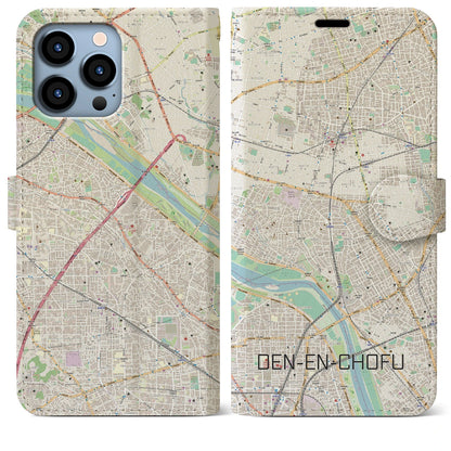 【田園調布（東京都）】地図柄iPhoneケース（手帳タイプ）ナチュラル・iPhone 13 Pro Max 用