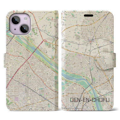 【田園調布（東京都）】地図柄iPhoneケース（手帳タイプ）ナチュラル・iPhone 14 用