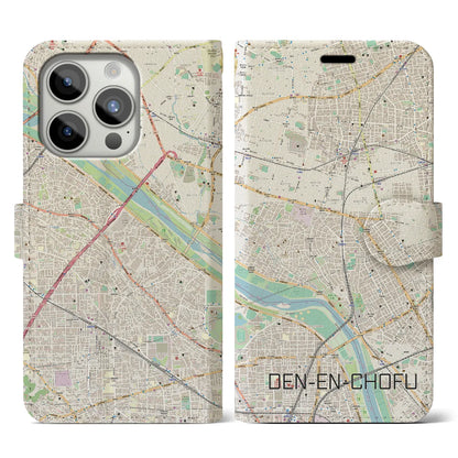 【田園調布（東京都）】地図柄iPhoneケース（手帳タイプ）ナチュラル・iPhone 15 Pro 用