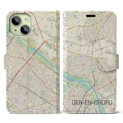 【田園調布（東京都）】地図柄iPhoneケース（手帳タイプ）ナチュラル・iPhone 15 用