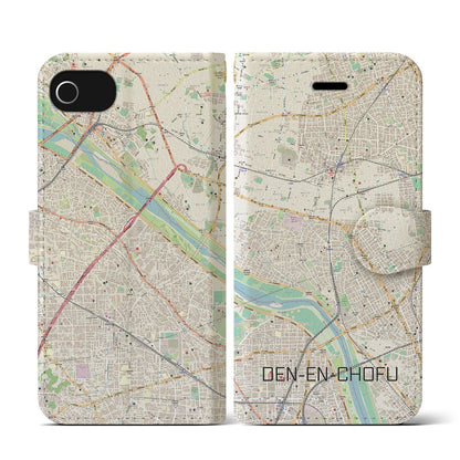 【田園調布（東京都）】地図柄iPhoneケース（手帳タイプ）ナチュラル・iPhone SE（第3 / 第2世代） / 8 / 7 / 6s / 6 用