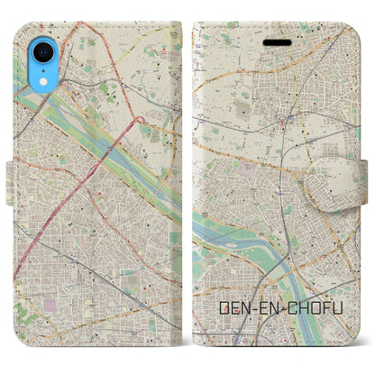 【田園調布（東京都）】地図柄iPhoneケース（手帳タイプ）ナチュラル・iPhone XR 用