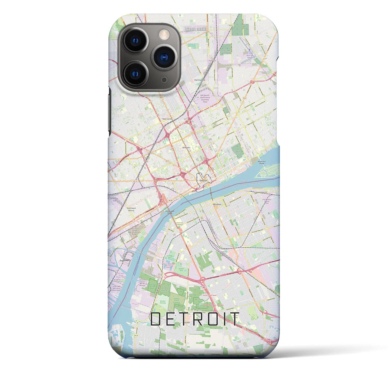 【デトロイト】地図柄iPhoneケース（バックカバータイプ・ナチュラル）iPhone 11 Pro Max 用