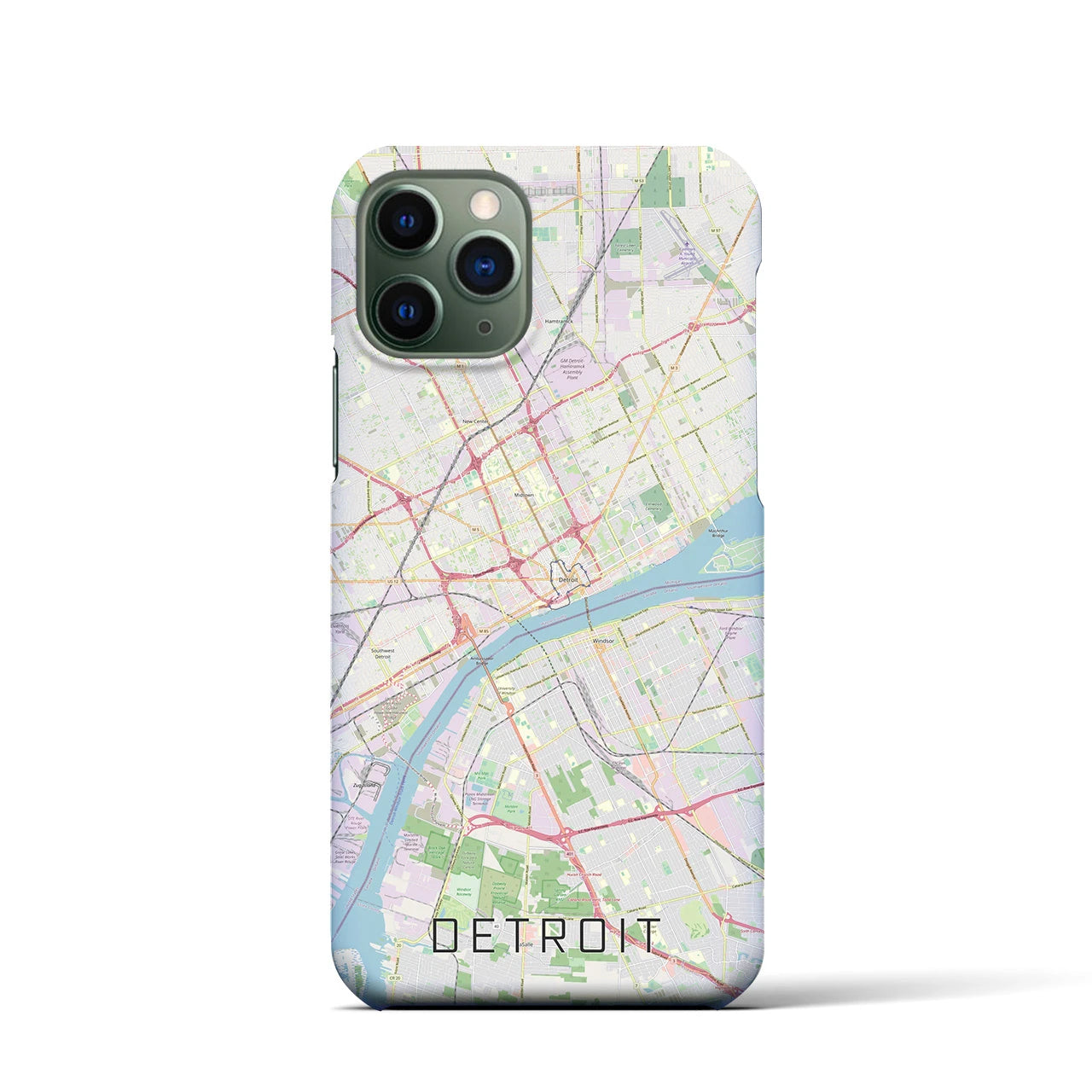 【デトロイト】地図柄iPhoneケース（バックカバータイプ・ナチュラル）iPhone 11 Pro 用