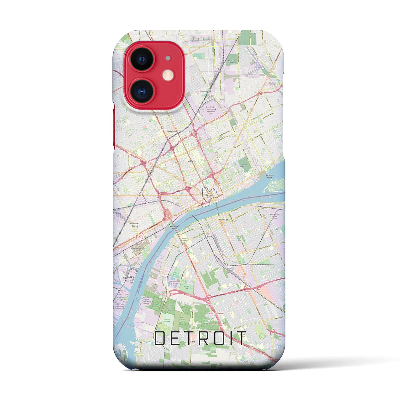 【デトロイト】地図柄iPhoneケース（バックカバータイプ・ナチュラル）iPhone 11 用
