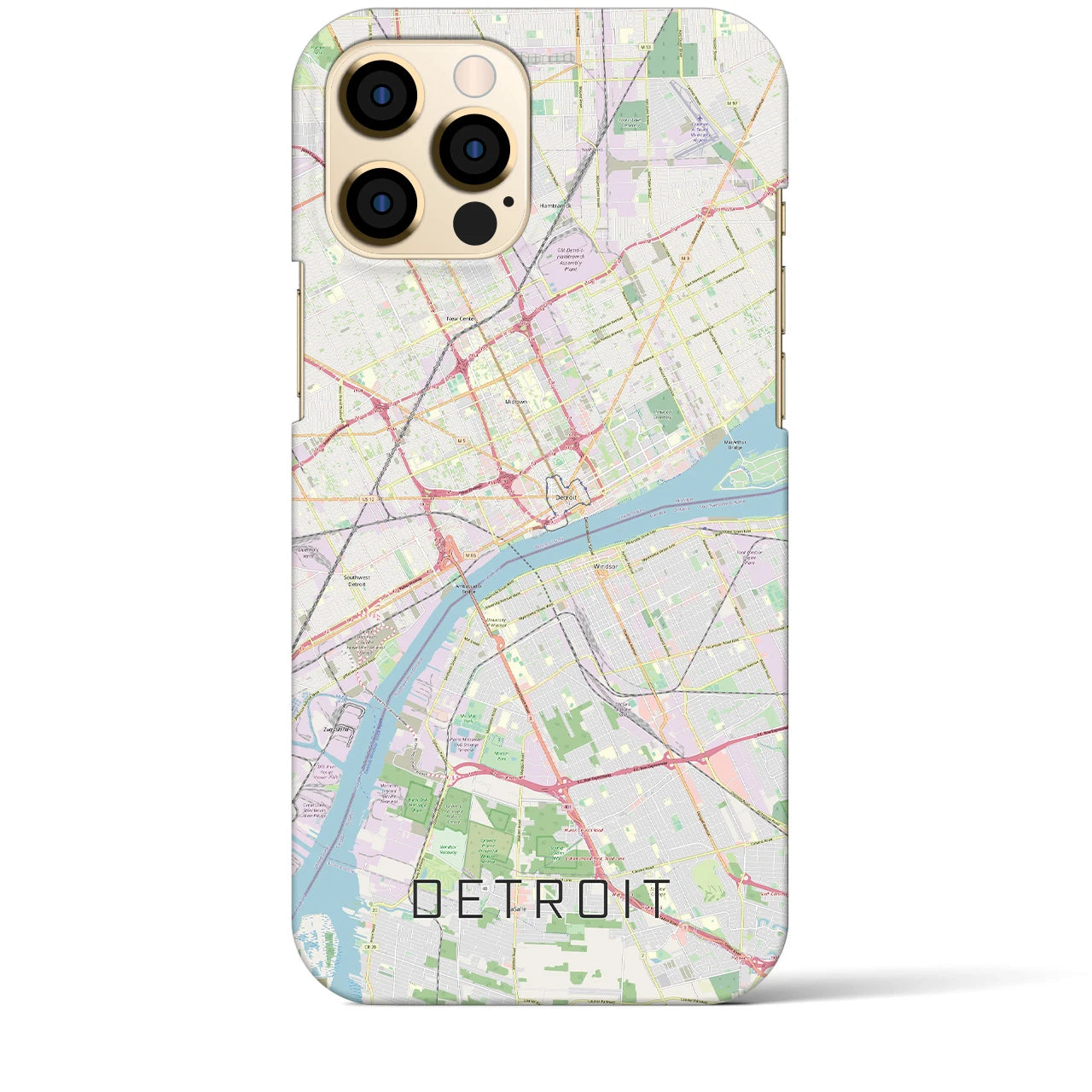 【デトロイト】地図柄iPhoneケース（バックカバータイプ・ナチュラル）iPhone 12 Pro Max 用