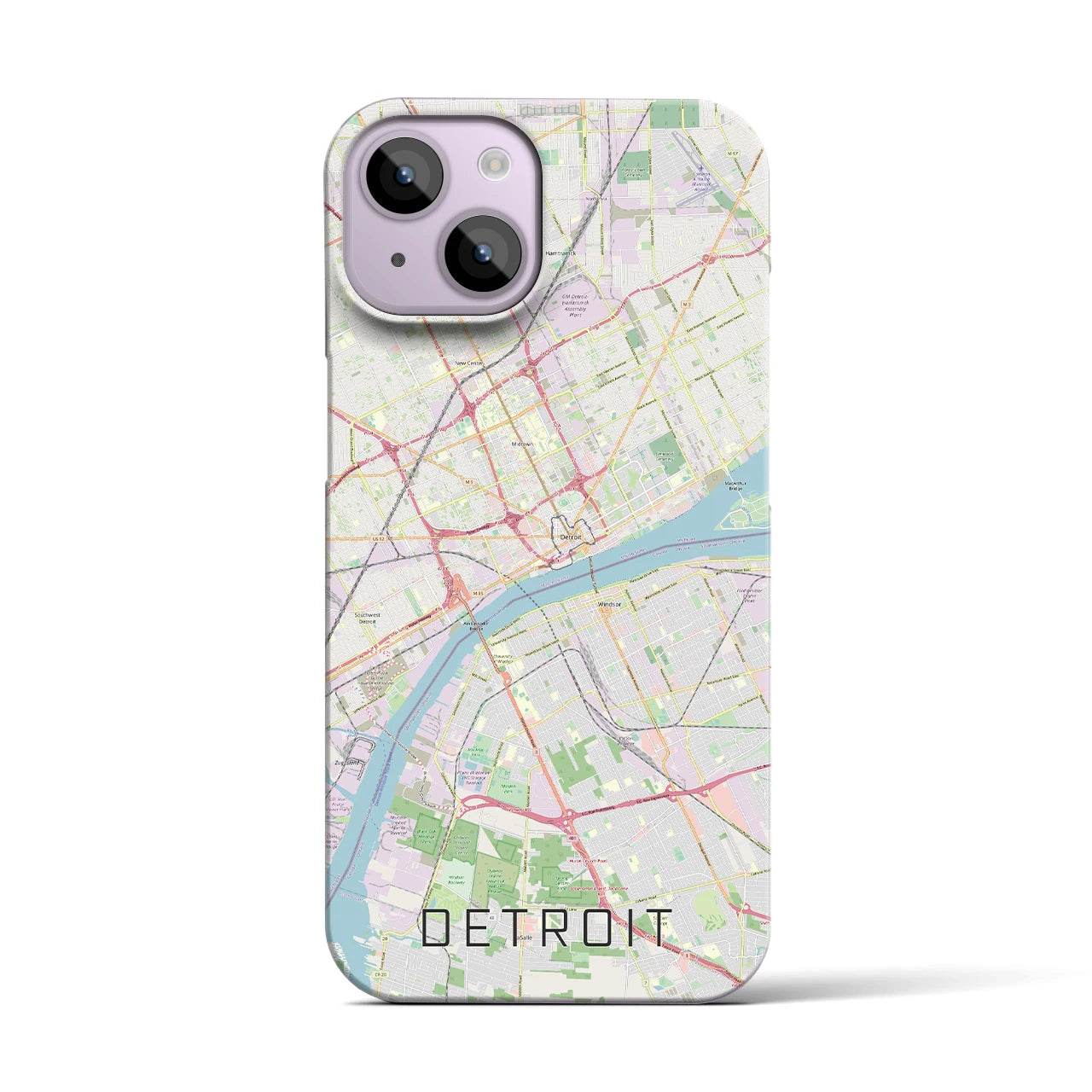 【デトロイト】地図柄iPhoneケース（バックカバータイプ・ナチュラル）iPhone 14 用