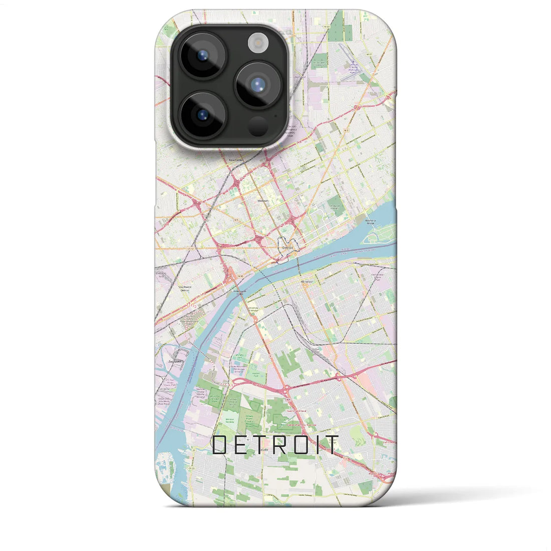 【デトロイト】地図柄iPhoneケース（バックカバータイプ・ナチュラル）iPhone 15 Pro Max 用