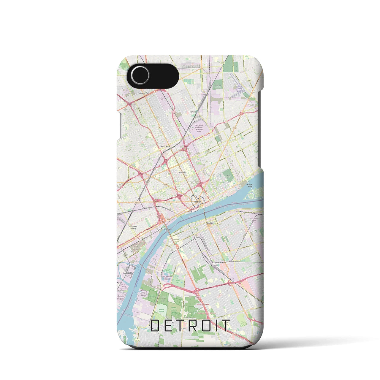 【デトロイト】地図柄iPhoneケース（バックカバータイプ・ナチュラル）iPhone SE（第3 / 第2世代） / 8 / 7 / 6s / 6 用