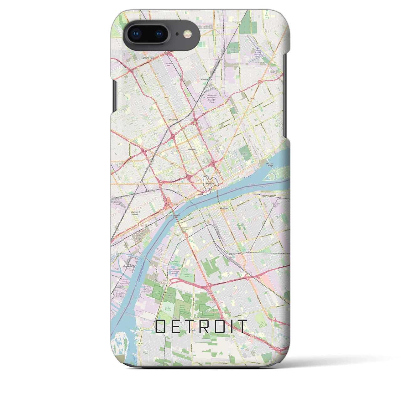 【デトロイト】地図柄iPhoneケース（バックカバータイプ・ナチュラル）iPhone 8Plus /7Plus / 6sPlus / 6Plus 用
