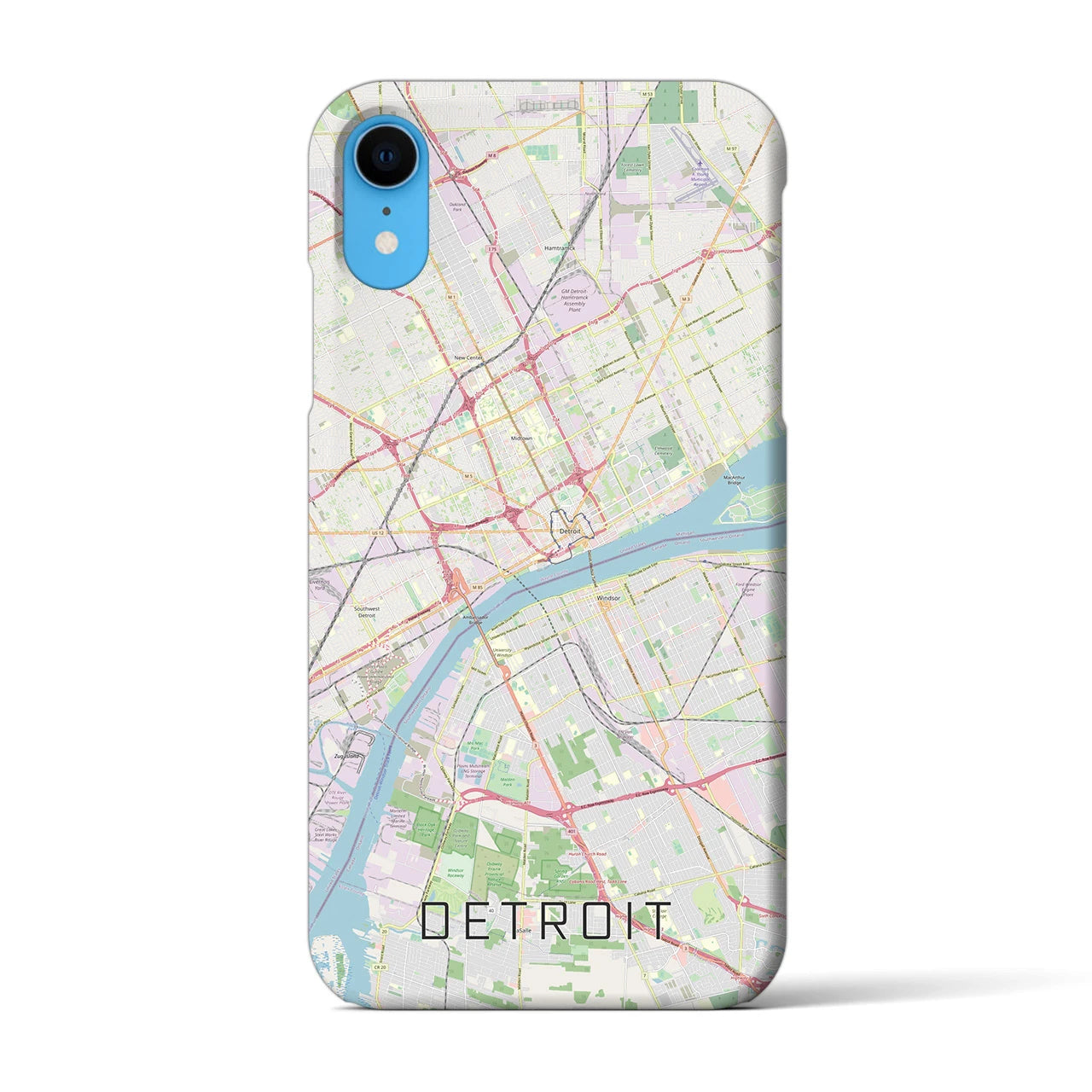 【デトロイト】地図柄iPhoneケース（バックカバータイプ・ナチュラル）iPhone XR 用