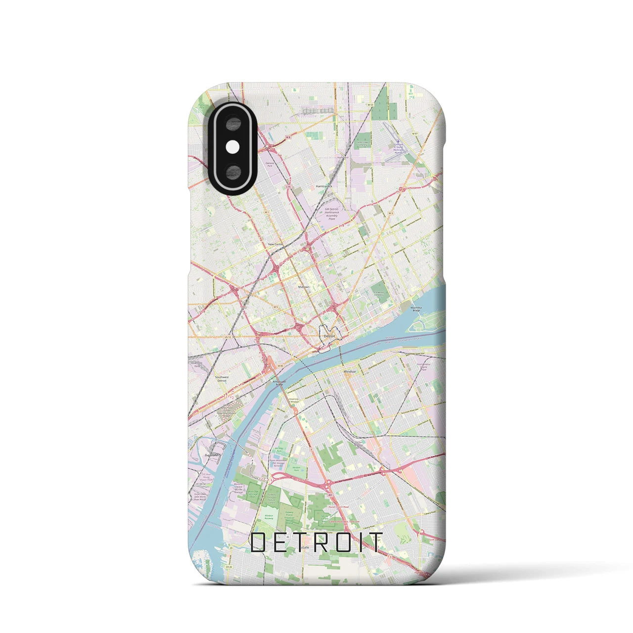 【デトロイト】地図柄iPhoneケース（バックカバータイプ・ナチュラル）iPhone XS / X 用