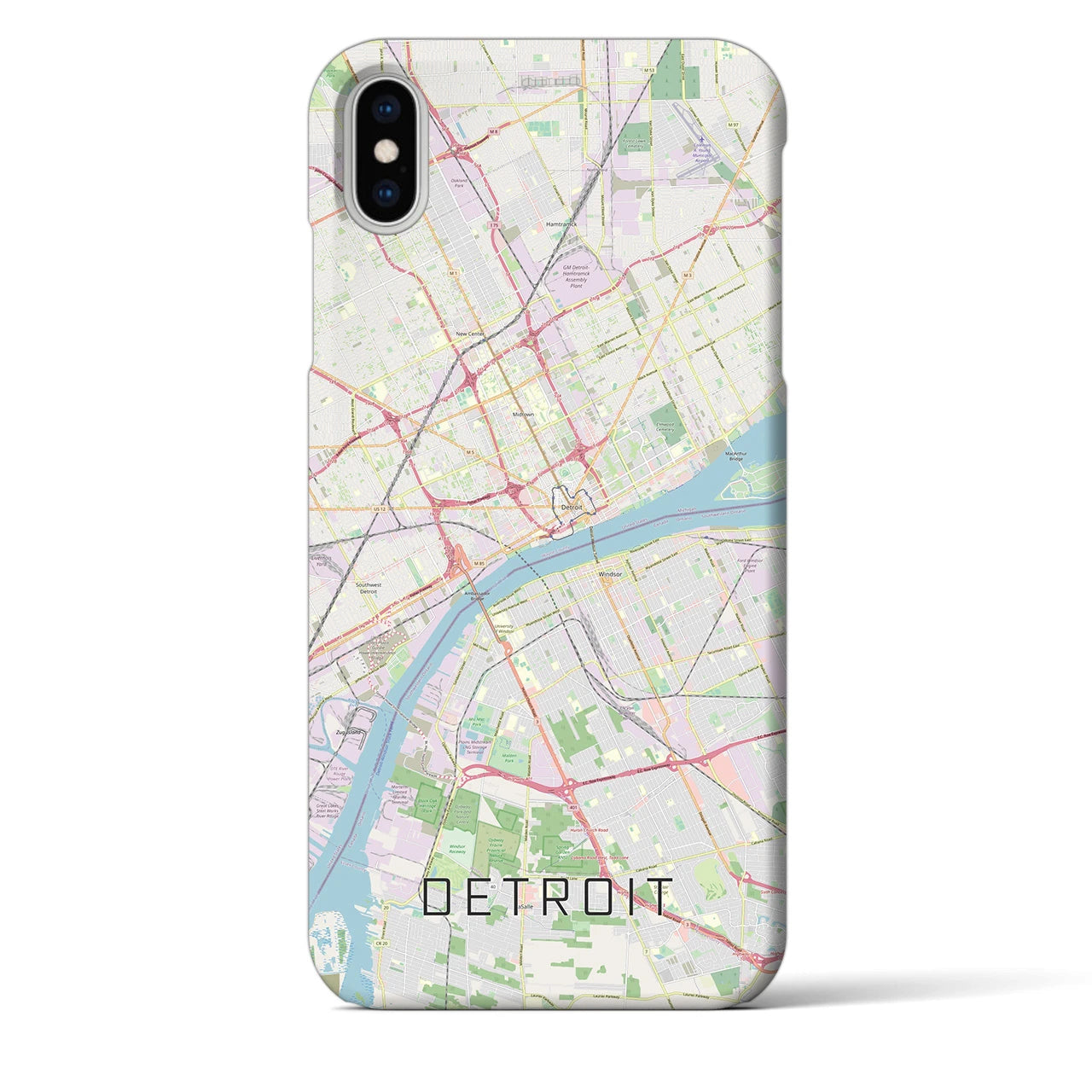 【デトロイト】地図柄iPhoneケース（バックカバータイプ・ナチュラル）iPhone XS Max 用