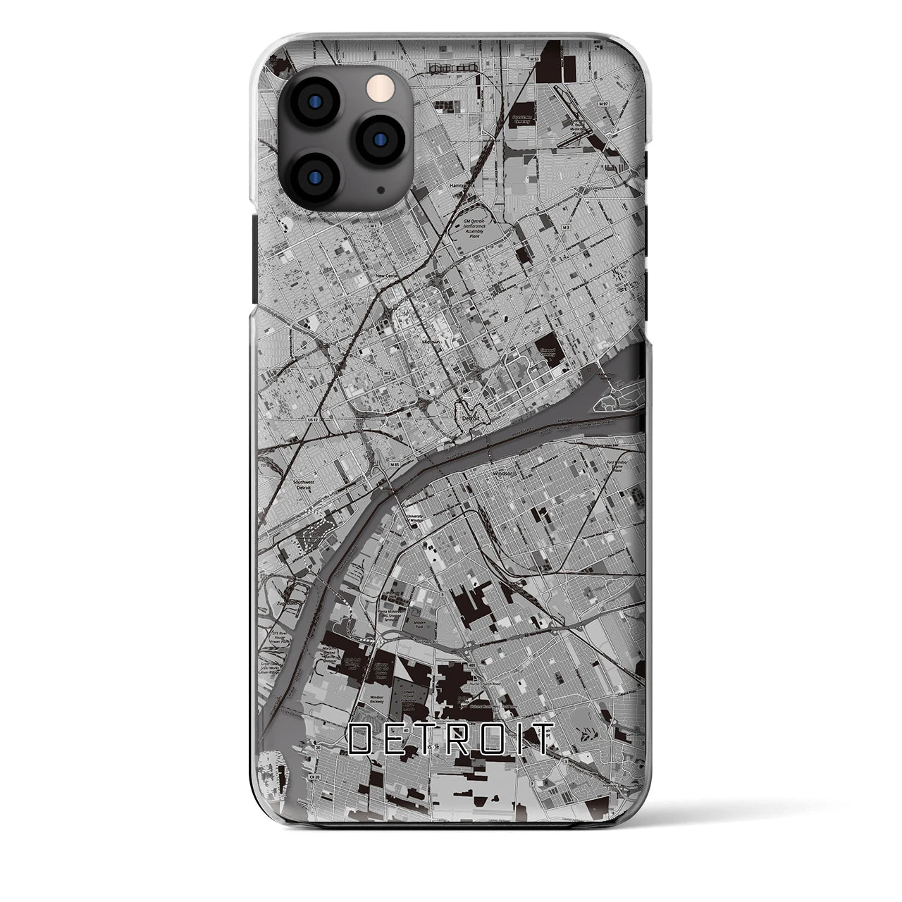 【デトロイト】地図柄iPhoneケース（クリアタイプ・モノトーン）iPhone 11 Pro Max 用