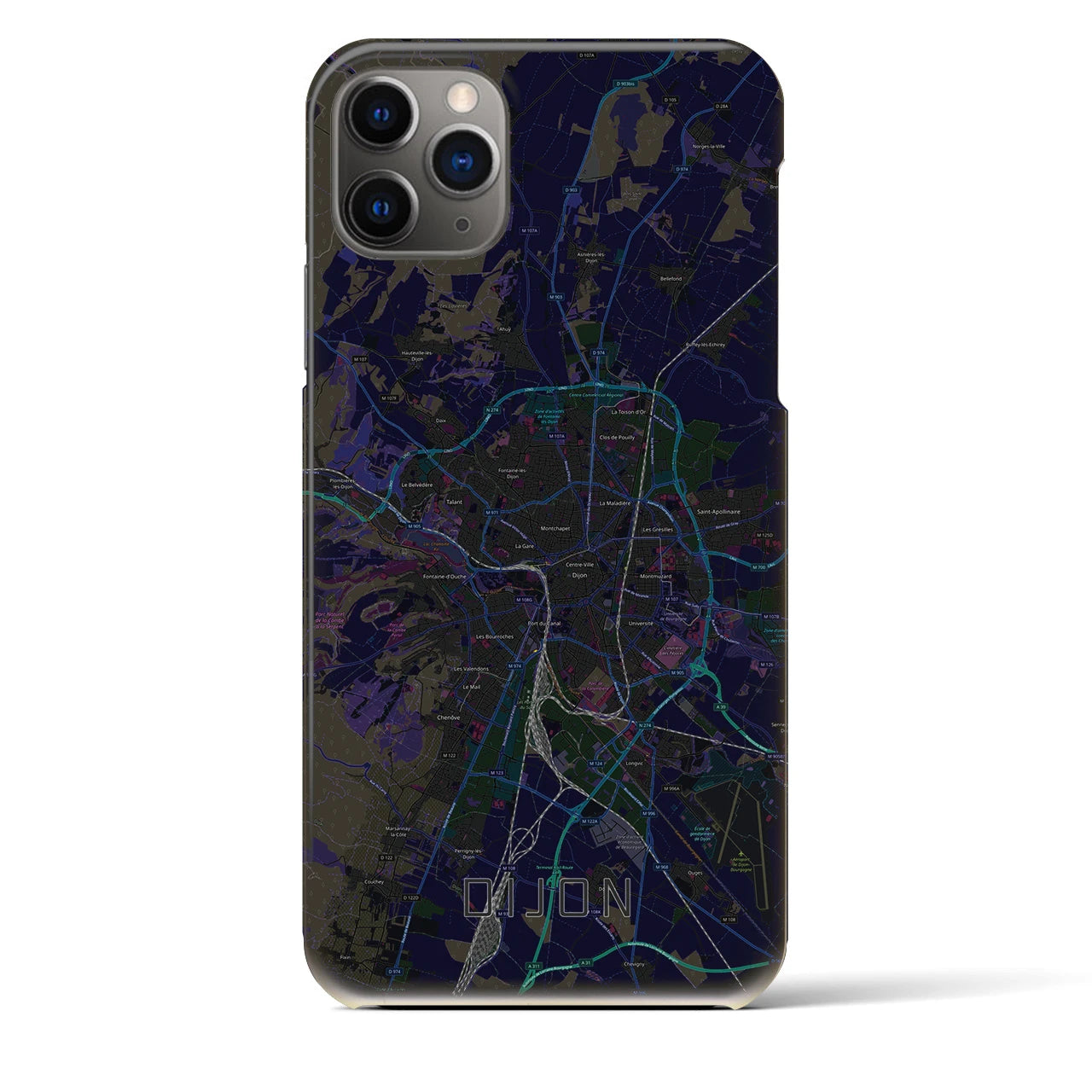 【ディジョン】地図柄iPhoneケース（バックカバータイプ・ブラック）iPhone 11 Pro Max 用