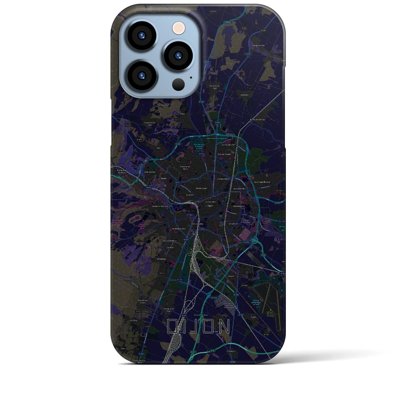 【ディジョン】地図柄iPhoneケース（バックカバータイプ・ブラック）iPhone 13 Pro Max 用