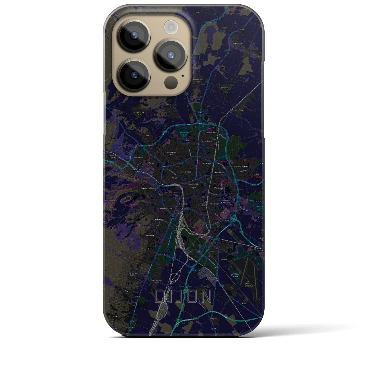 【ディジョン】地図柄iPhoneケース（バックカバータイプ・ブラック）iPhone 14 Pro Max 用