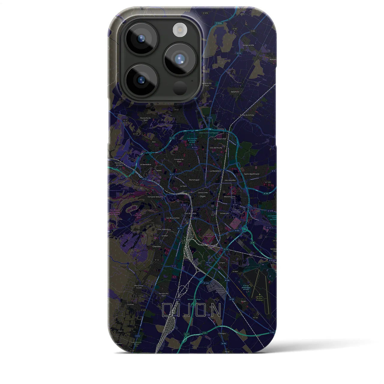 【ディジョン】地図柄iPhoneケース（バックカバータイプ・ブラック）iPhone 15 Pro Max 用