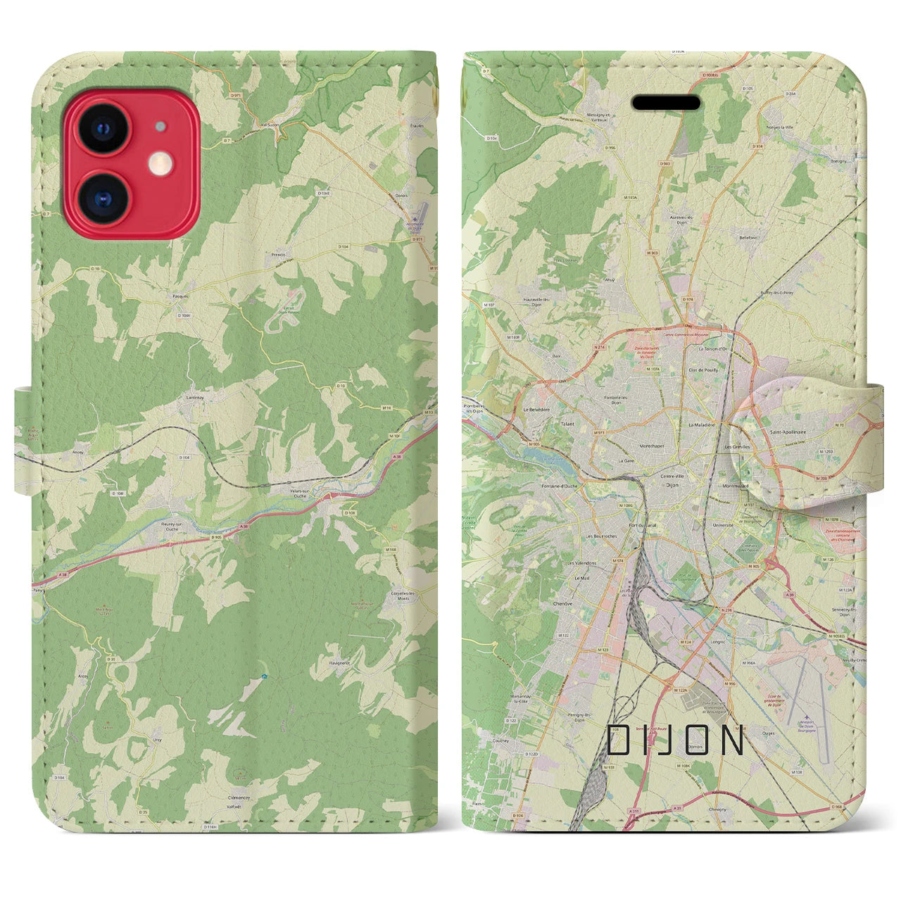 【ディジョン】地図柄iPhoneケース（手帳両面タイプ・ナチュラル）iPhone 11 用