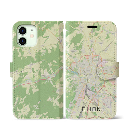 【ディジョン（フランス）】地図柄iPhoneケース（手帳タイプ）ナチュラル・iPhone 12 mini 用