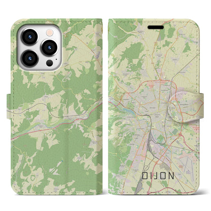【ディジョン（フランス）】地図柄iPhoneケース（手帳タイプ）ナチュラル・iPhone 13 Pro 用