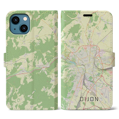 【ディジョン（フランス）】地図柄iPhoneケース（手帳タイプ）ナチュラル・iPhone 13 用