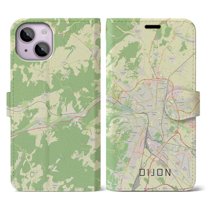 【ディジョン（フランス）】地図柄iPhoneケース（手帳タイプ）ナチュラル・iPhone 14 用