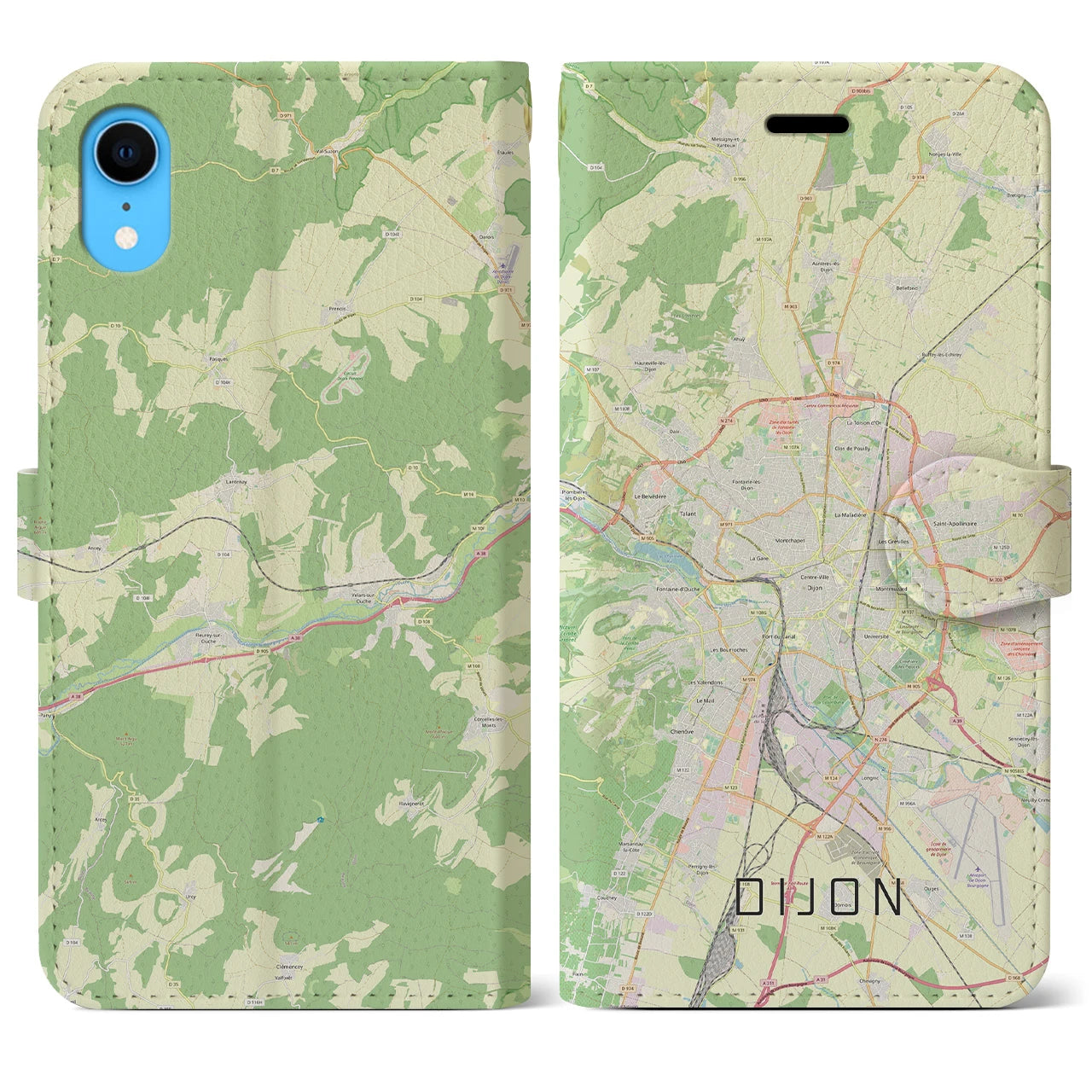 【ディジョン】地図柄iPhoneケース（手帳両面タイプ・ナチュラル）iPhone XR 用
