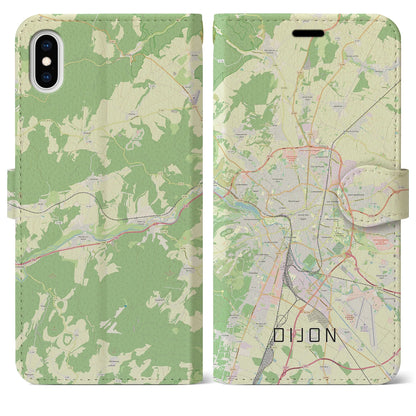 【ディジョン（フランス）】地図柄iPhoneケース（手帳タイプ）ナチュラル・iPhone XS Max 用