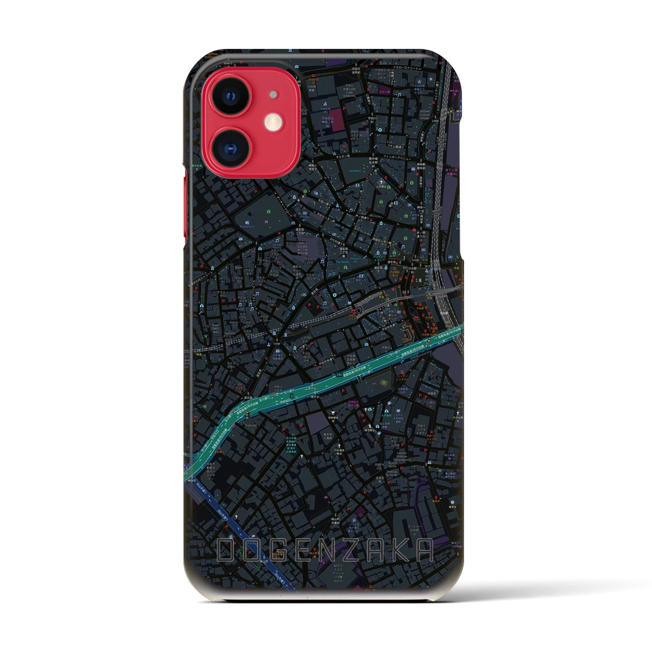 【道玄坂】地図柄iPhoneケース（バックカバータイプ・ブラック）iPhone 11 用