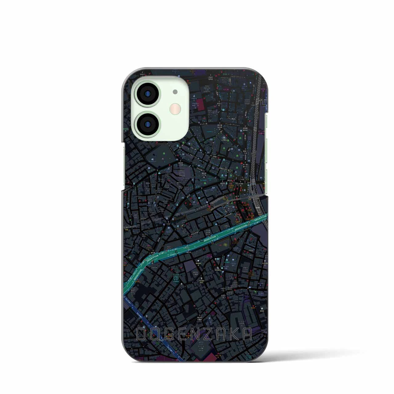 【道玄坂】地図柄iPhoneケース（バックカバータイプ・ブラック）iPhone 12 mini 用