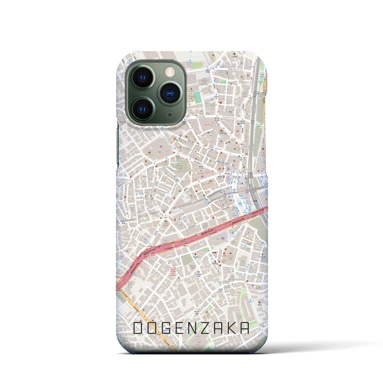 【道玄坂】地図柄iPhoneケース（バックカバータイプ・ナチュラル）iPhone 11 Pro 用