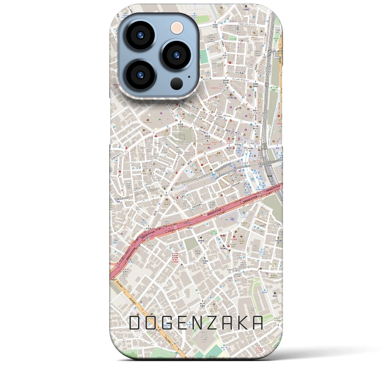 【道玄坂】地図柄iPhoneケース（バックカバータイプ・ナチュラル）iPhone 13 Pro Max 用
