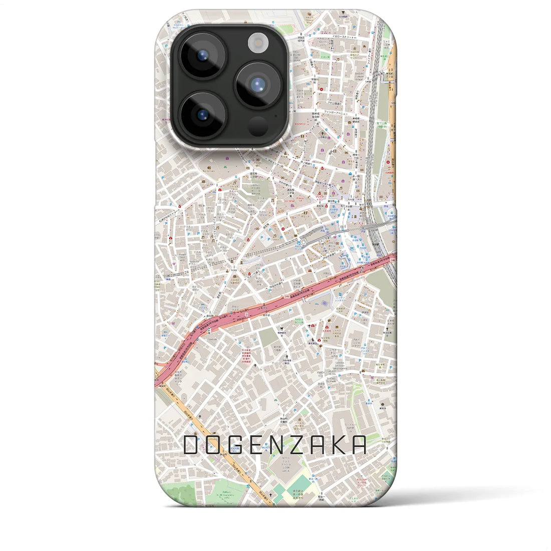 【道玄坂】地図柄iPhoneケース（バックカバータイプ・ナチュラル）iPhone 15 Pro Max 用