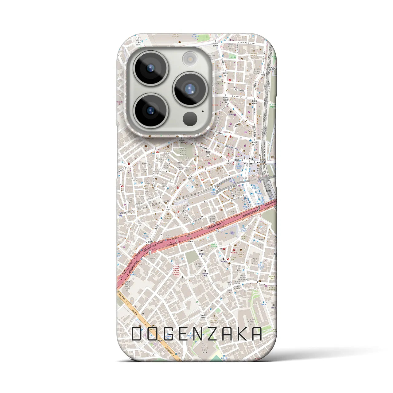 【道玄坂】地図柄iPhoneケース（バックカバータイプ・ナチュラル）iPhone 15 Pro 用