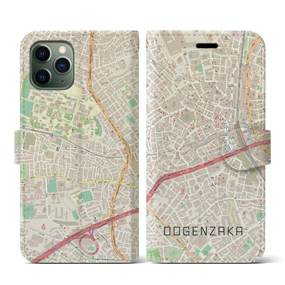 【道玄坂（東京都）】地図柄iPhoneケース（手帳タイプ）ナチュラル・iPhone 11 Pro 用