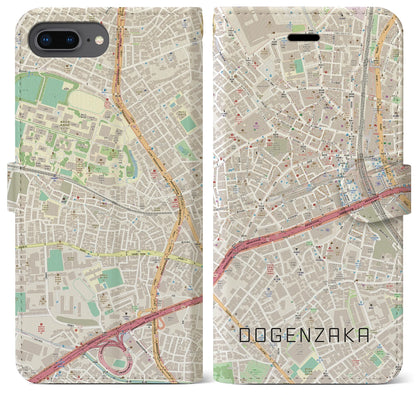 【道玄坂（東京都）】地図柄iPhoneケース（手帳タイプ）ナチュラル・iPhone 8Plus /7Plus / 6sPlus / 6Plus 用