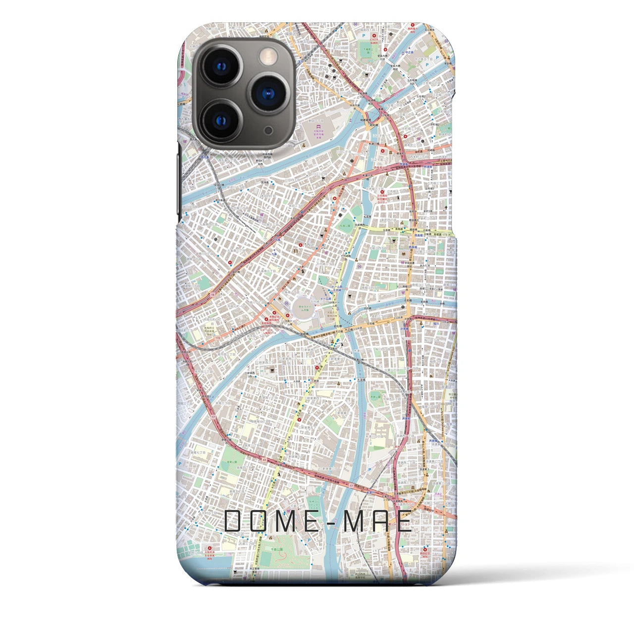 【ドーム前】地図柄iPhoneケース（バックカバータイプ・ナチュラル）iPhone 11 Pro Max 用