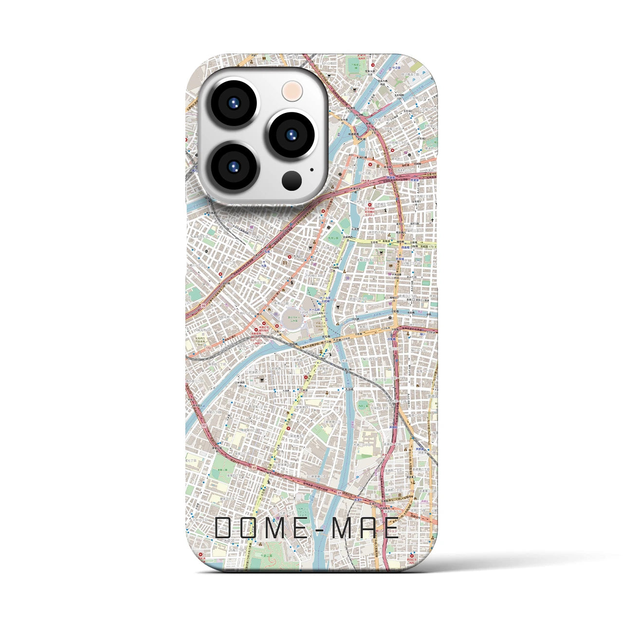 【ドーム前】地図柄iPhoneケース（バックカバータイプ・ナチュラル）iPhone 13 Pro 用