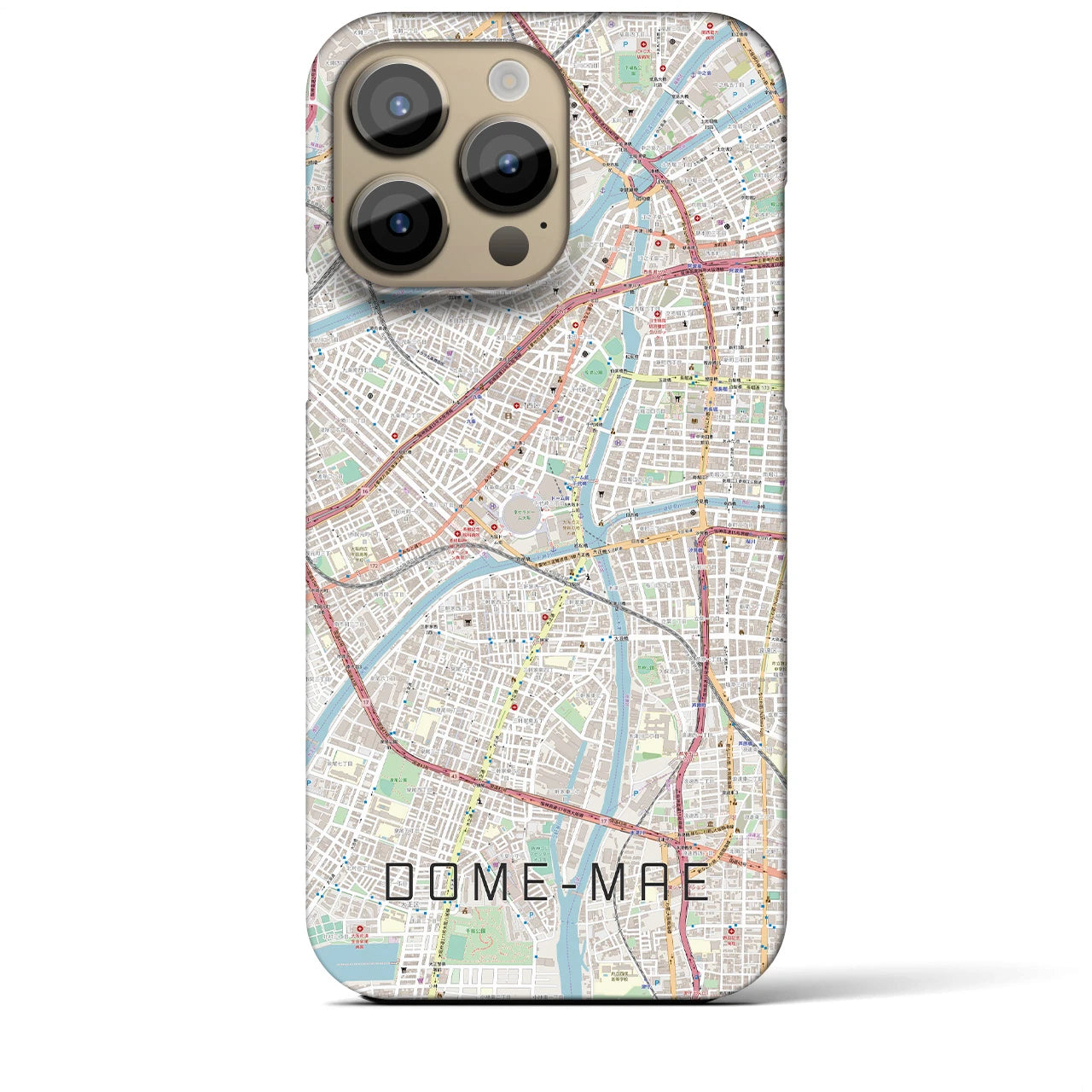 【ドーム前】地図柄iPhoneケース（バックカバータイプ・ナチュラル）iPhone 14 Pro Max 用