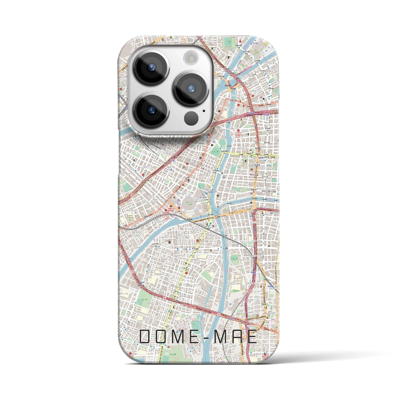 【ドーム前】地図柄iPhoneケース（バックカバータイプ・ナチュラル）iPhone 14 Pro 用